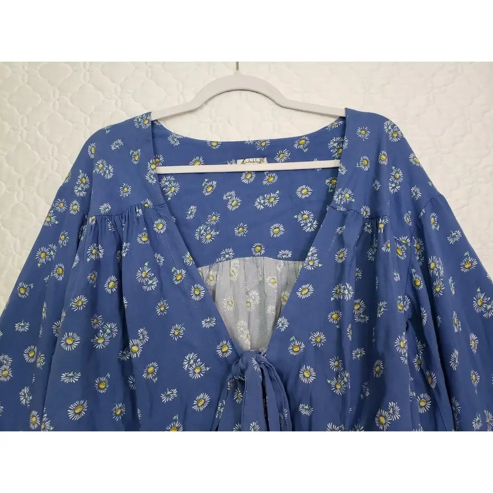 Intimately Free People Womens Bodysuit Top Size L Forties Feel Daisy Bell Sleeve